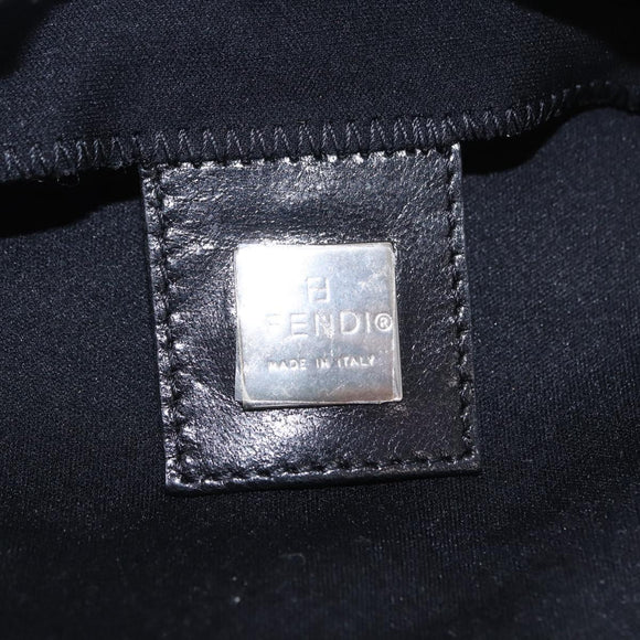FENDI Mamma Baguette Shoulder Bag Cotton jersey Black Silver Auth am12039A