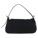 FENDI Mamma Baguette Shoulder Bag Cotton jersey Black Silver Auth am12039A-3