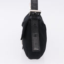 FENDI Mamma Baguette Shoulder Bag Cotton jersey Black Silver Auth am12039A-4