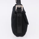 FENDI Mamma Baguette Shoulder Bag Cotton jersey Black Silver Auth am12039A-5