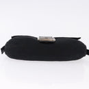 FENDI Mamma Baguette Shoulder Bag Cotton jersey Black Silver Auth am12039A-9