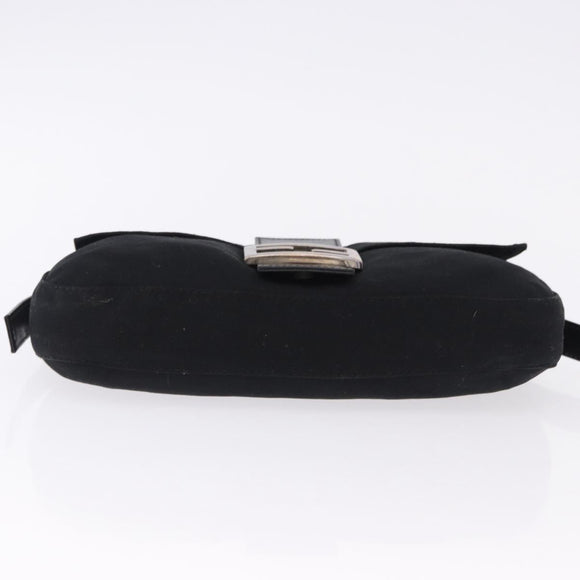 FENDI Mamma Baguette Shoulder Bag Cotton jersey Black Silver Auth am12039A