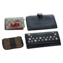 Jimmy Choo Fendi Gucci Chanel Wallet Leather Canvas 5 Set Black Auth am12041-1
