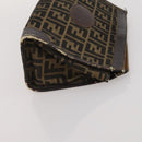 FENDI Zucca Canvas Hand Bag Leather 2 Set Brown Black Auth am12050-13