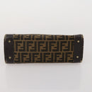 FENDI Zucca Canvas Hand Bag Leather 2 Set Brown Black Auth am12050-15