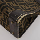 FENDI Zucca Canvas Hand Bag Leather 2 Set Brown Black Auth am12050-16