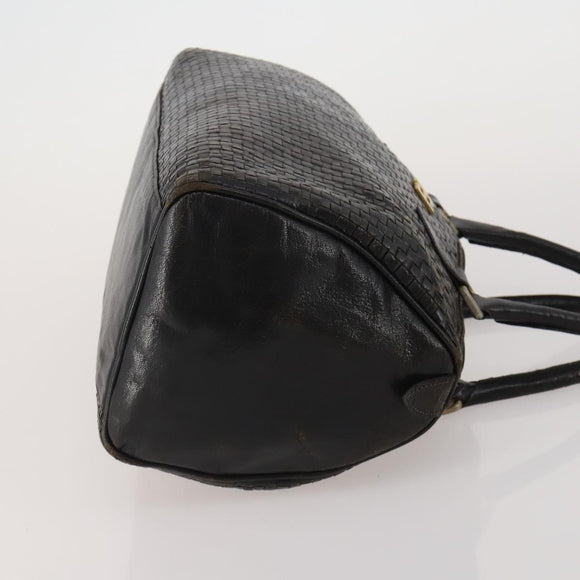 FENDI Zucca Canvas Hand Bag Leather 2 Set Brown Black Auth am12050