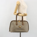 GUCCI GG Plus Supreme Boston Bag PVC Beige Gold Auth am12053-23
