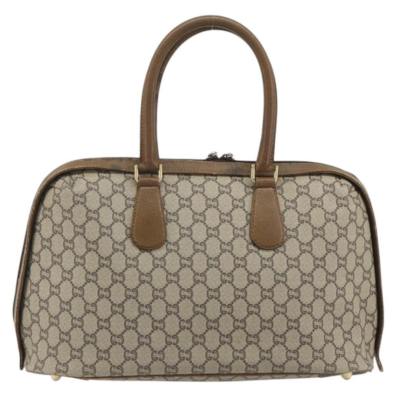 GUCCI GG Plus Supreme Boston Bag PVC Beige Gold Auth am12053