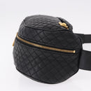 VERSACE Body Bag Leather Black Gold Auth am12055V-3