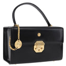 Gianni Versace Sunburst Vanity Hand Bag Leather Black Gold Auth am12056V-1