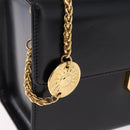 Gianni Versace Sunburst Vanity Hand Bag Leather Black Gold Auth am12056V-14