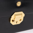 Gianni Versace Sunburst Vanity Hand Bag Leather Black Gold Auth am12056V-15