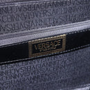 Gianni Versace Sunburst Vanity Hand Bag Leather Black Gold Auth am12056V-17