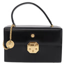Gianni Versace Sunburst Vanity Hand Bag Leather Black Gold Auth am12056V-2