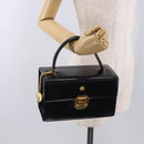 Gianni Versace Sunburst Vanity Hand Bag Leather Black Gold Auth am12056V-23