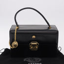 Gianni Versace Sunburst Vanity Hand Bag Leather Black Gold Auth am12056V-24