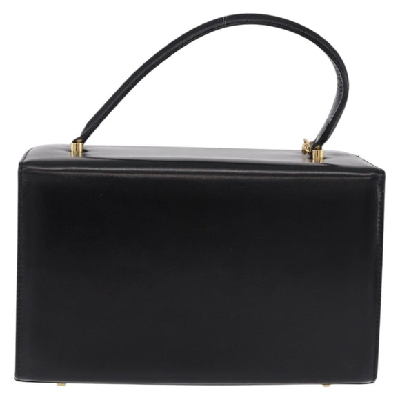 Gianni Versace Sunburst Vanity Hand Bag Leather Black Gold Auth am12056V