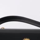 Gianni Versace Sunburst Vanity Hand Bag Leather Black Gold Auth am12056V-8