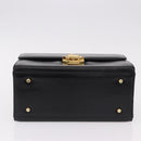 Gianni Versace Sunburst Vanity Hand Bag Leather Black Gold Auth am12056V-9