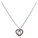 Salvatore Ferragamo Gancini Rhinestone Heart Necklace metal Silver Auth am12057V-1
