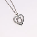 Salvatore Ferragamo Gancini Rhinestone Heart Necklace metal Silver Auth am12057V-3