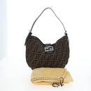 FENDI Zucca Canvas Mamma Baguette Shoulder Bag Brown Black Auth am12058V-25