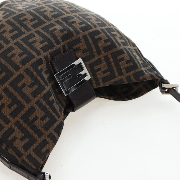 FENDI Zucca Canvas Mamma Baguette Shoulder Bag Brown Black Auth am12058V