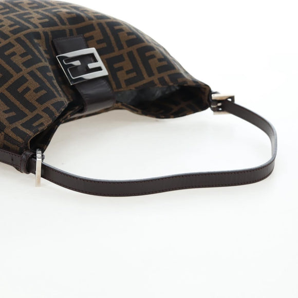 FENDI Zucca Canvas Mamma Baguette Shoulder Bag Brown Black Auth am12058V