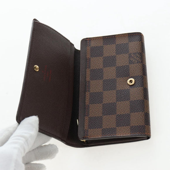 LOUIS VUITTON Damier Ebene Porte Monnaie Billets Tresor N61730 LV Auth am12062V