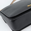 Miu Miu Ready lock Hand Bag Leather 2way Black Gold Auth am12067V-17