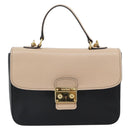 Miu Miu Ready lock Hand Bag Leather 2way Black Gold Auth am12067V-13