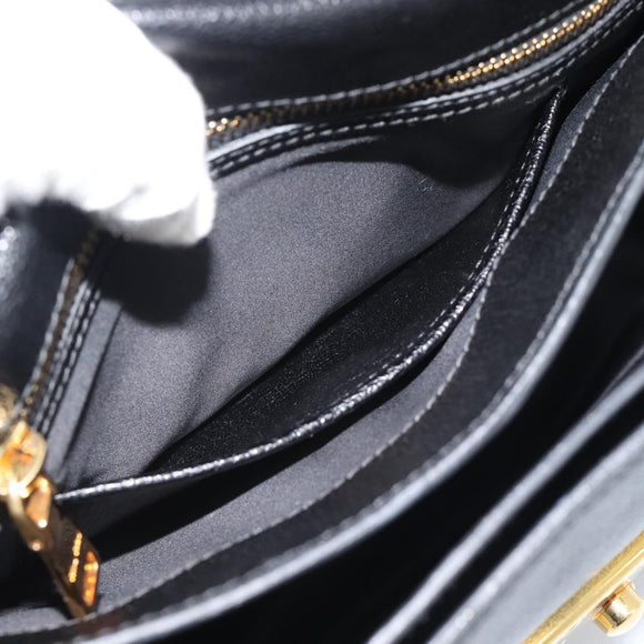 Miu Miu Ready lock Hand Bag Leather 2way Black Gold Auth am12067V