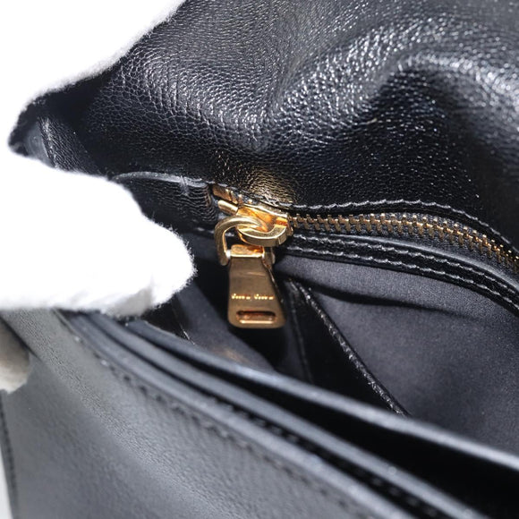 Miu Miu Ready lock Hand Bag Leather 2way Black Gold Auth am12067V