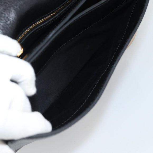 Miu Miu Ready lock Hand Bag Leather 2way Black Gold Auth am12067V