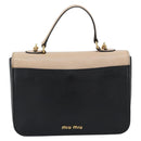 Miu Miu Ready lock Hand Bag Leather 2way Black Gold Auth am12067V-2