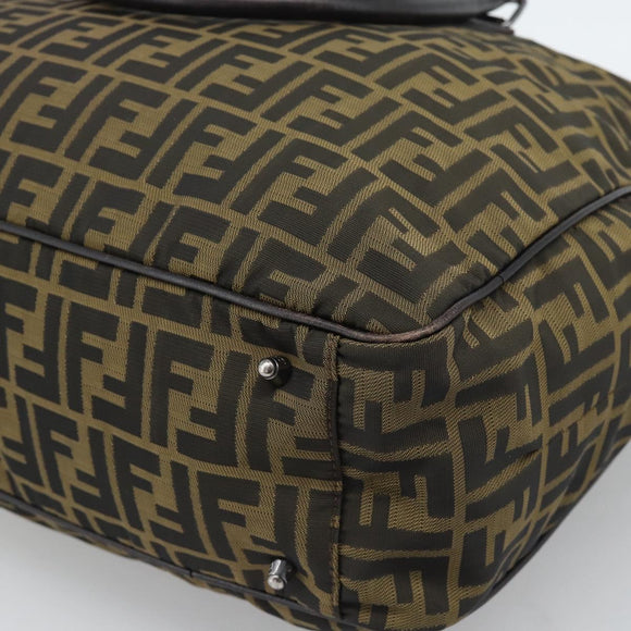 FENDI Zucca Canvas Tote Bag Nylon Black Brown Auth am12068V