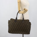 FENDI Zucca Canvas Tote Bag Nylon Black Brown Auth am12068V-22
