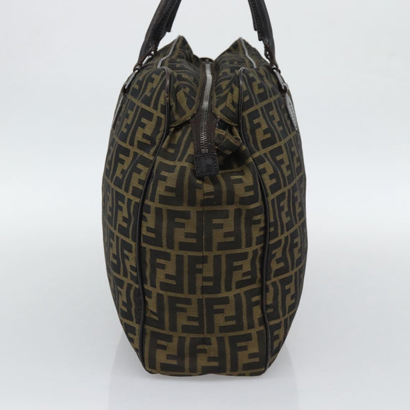 FENDI Zucca Canvas Tote Bag Nylon Black Brown Auth am12068V