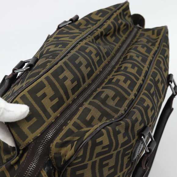 FENDI Zucca Canvas Tote Bag Nylon Black Brown Auth am12068V