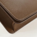 PRADA Chain Shoulder Bag Saffiano Brown Gold Auth am12070V-15