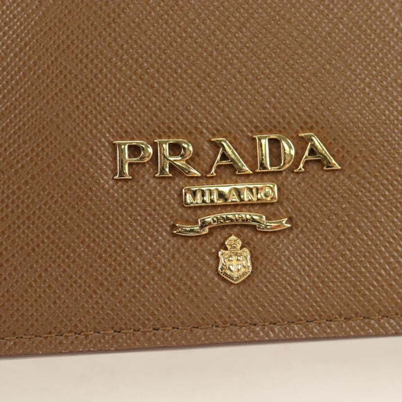 PRADA Chain Shoulder Bag Saffiano Brown Gold Auth am12070V