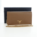 PRADA Chain Shoulder Bag Saffiano Brown Gold Auth am12070V-12