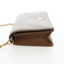 PRADA Chain Shoulder Bag Saffiano Brown Gold Auth am12070V-3