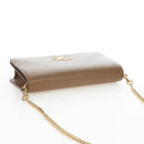 PRADA Chain Shoulder Bag Saffiano Brown Gold Auth am12070V-6