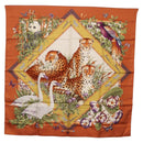 Salvatore Ferragamo Leopard Panda Animal Pattern Scarf Silk Brown Auth am12073V-1