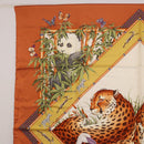 Salvatore Ferragamo Leopard Panda Animal Pattern Scarf Silk Brown Auth am12073V-2