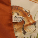 Salvatore Ferragamo Leopard Panda Animal Pattern Scarf Silk Brown Auth am12073V-22
