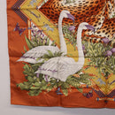Salvatore Ferragamo Leopard Panda Animal Pattern Scarf Silk Brown Auth am12073V-8