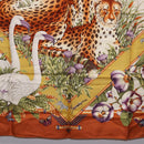 Salvatore Ferragamo Leopard Panda Animal Pattern Scarf Silk Brown Auth am12073V-9